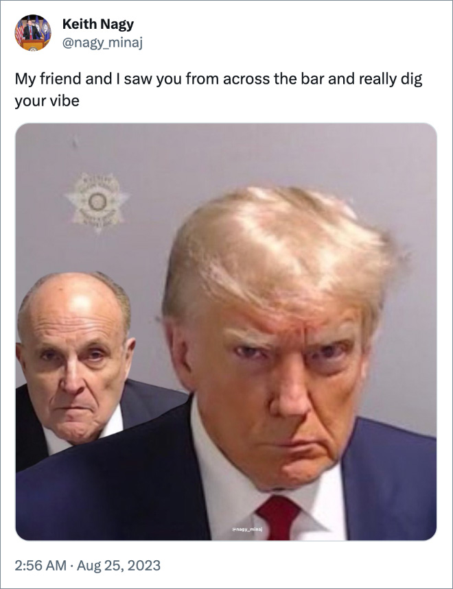 Trump mugshot is getting all kinds of funny reactions.