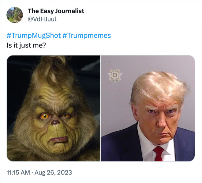 Trump mugshot is getting all kinds of funny reactions.